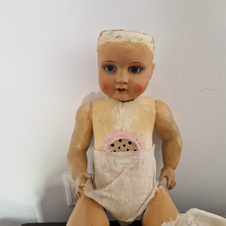 Boneca Espanhola Antiga Anos 30 Cerâmica e Papel Machê 55cm