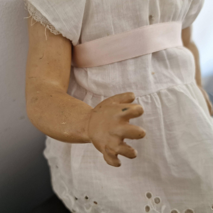 Antyczna Hiszpańska Lalka lata 30. Ceramika i Papier-mâché