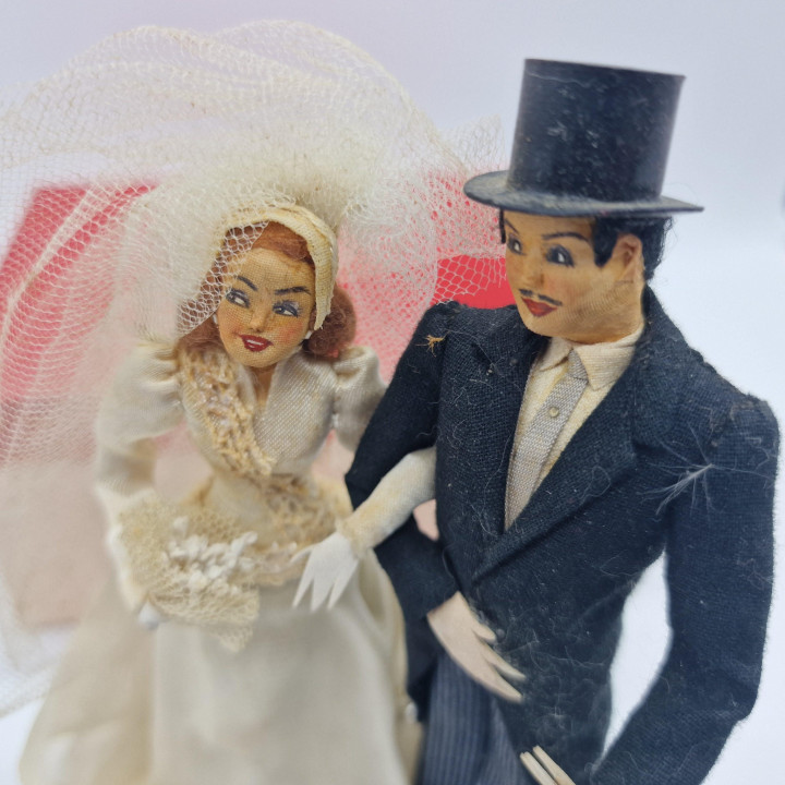Noivos de Tecido Vintage Anos 50 - Escultura Mid-Century