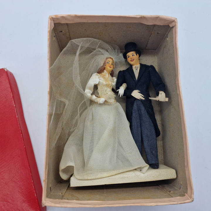 Pareja de Novios Textil Años 50 - Adorno de Tarta Vintage