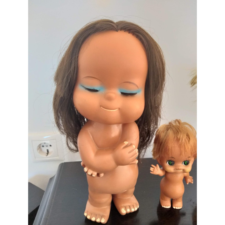 Set van 6 Vintage Japanse Big Eye Poppen - Jaren 70 Kitsch