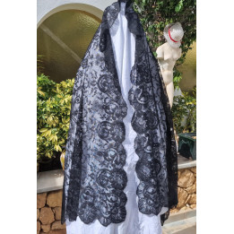 Mantiglia Spagnola Vintage 1960 | Pizzo Nero 220x100 cm