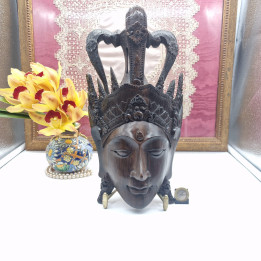 Vintage Indonesische Holzkopf Skulptur El Corte Inglés