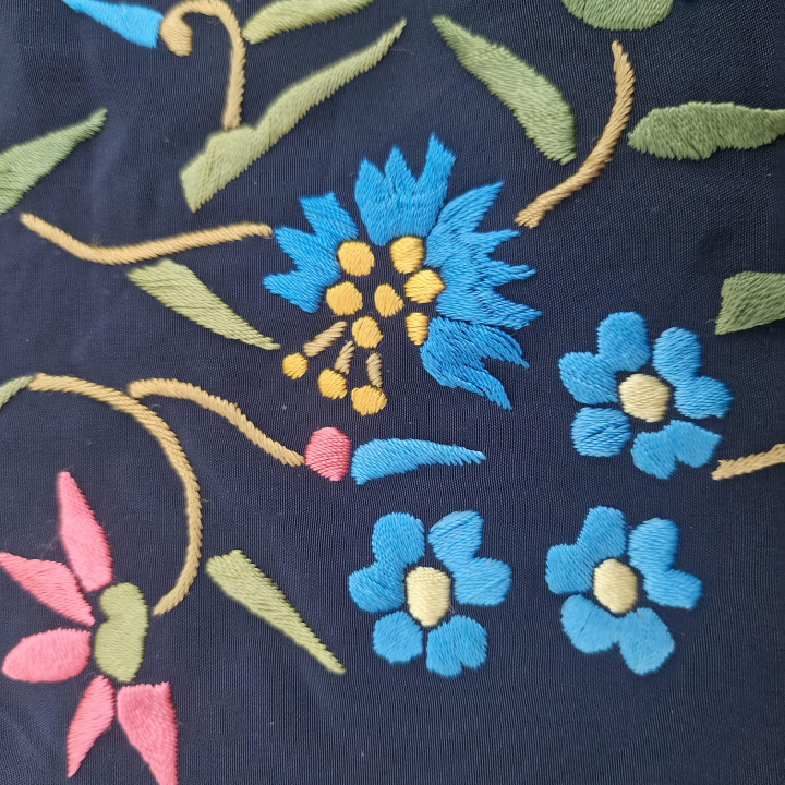 Mid-20th Century Manila Shawl, Hand-Embroidered Double-Sided