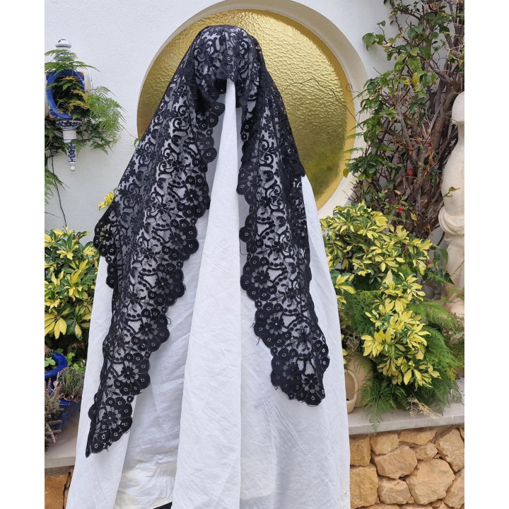 Mantilha Espanhola Autêntica | Renda Preta Vintage