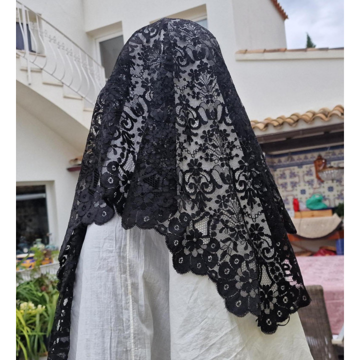Mantilha Espanhola Autêntica | Renda Preta Vintage