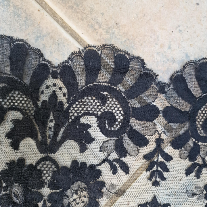 Mantilla Spagnola Vintage anni '70 - Grande Pizzo Nero 120x255