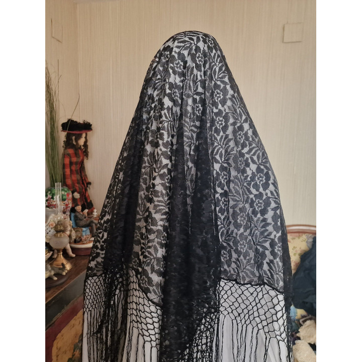 Mantille Espagnole Vintage Années 60 - Dentelle Noire