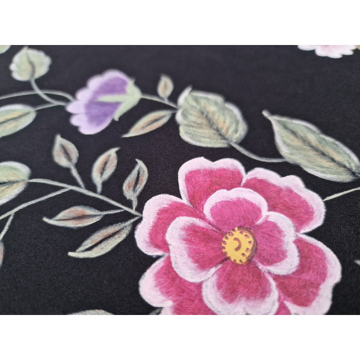 Vintage-Schal 1980er Jahre, handbemalt, Blumenmuster