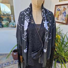 Scialle Mantón de Manila Vintage Seta Spagna 1950