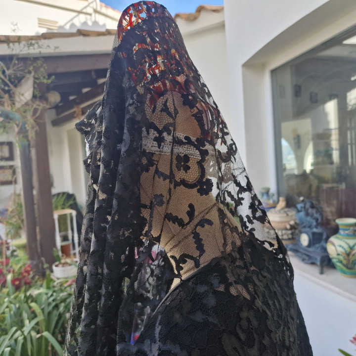 Mantilla española antigua de seda 1910 - Belle Époque