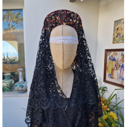Mantilla Española Auténtica Años 30 | Encaje de Seda y Viscosa