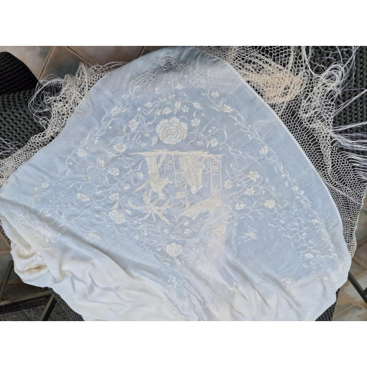 Mantón de Manila Antiguo Siglo XIX - Época Isabelina