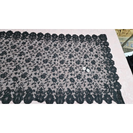 Mantille Espagnole Vintage en Soie Noire 70x210cm