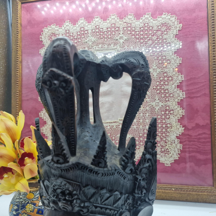 Vintage Indonesian Wood Head Sculpture El Corte Inglés