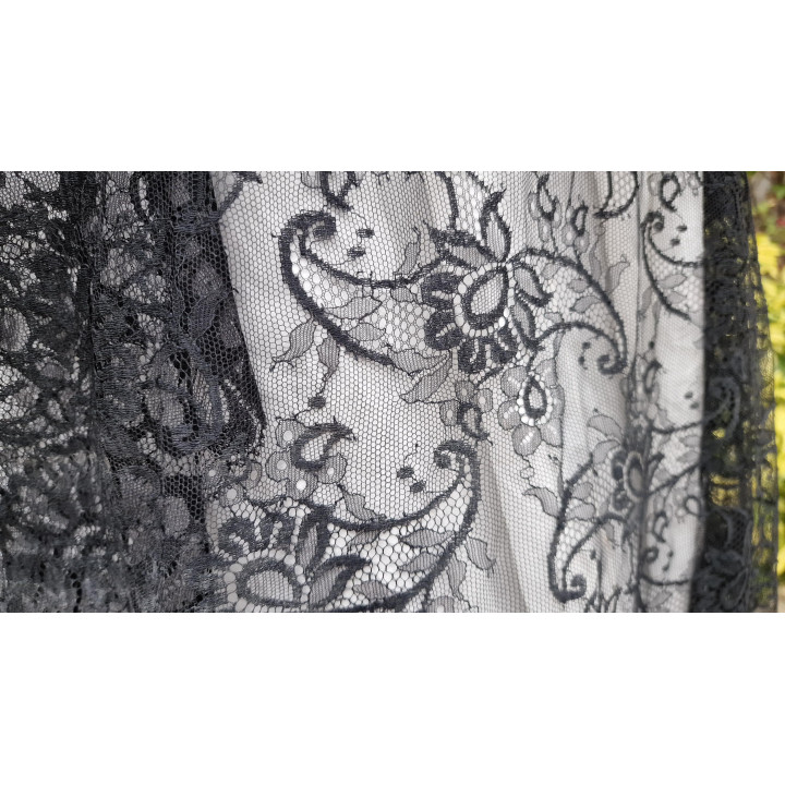 Mantille Espagnole Vintage Années 60 - Dentelle Noire 260x135 cm