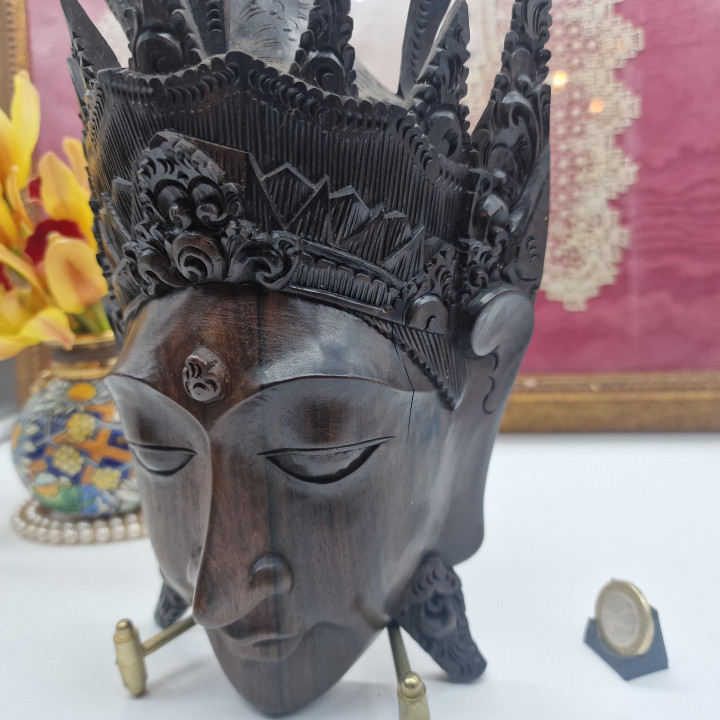 Escultura Cabeça Vintage Madeira Indonésia El Corte Inglés