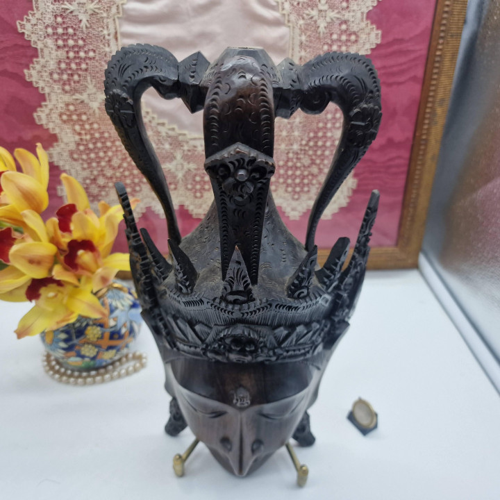 Escultura Cabeça Vintage Madeira Indonésia El Corte Inglés