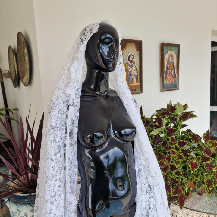 Mantilla Española de Encaje Blanco - Vintage Años 70