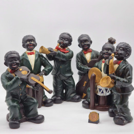 Zestaw 6 Figurek Muzyków Jazzowych Vintage Lata 60. - 18 cm