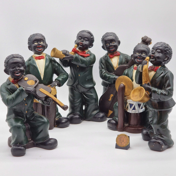 Conjunto 6 Figuras Músicos de Jazz Vintage Anos 60 - 18 cm