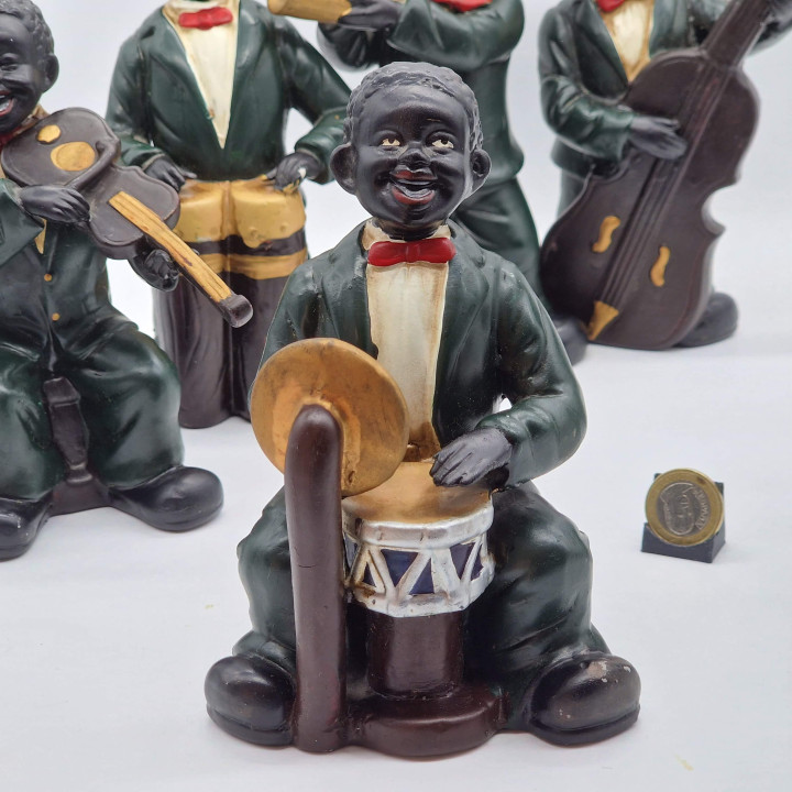 Set 6 Figurines Musiciens de Jazz Vintage 1960 - Céramique 18 cm