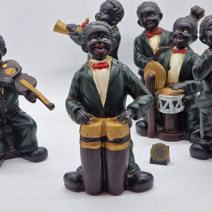 Set 6 Figuras Músicos de Jazz Vintage 1960 - Cerámica 18 cm