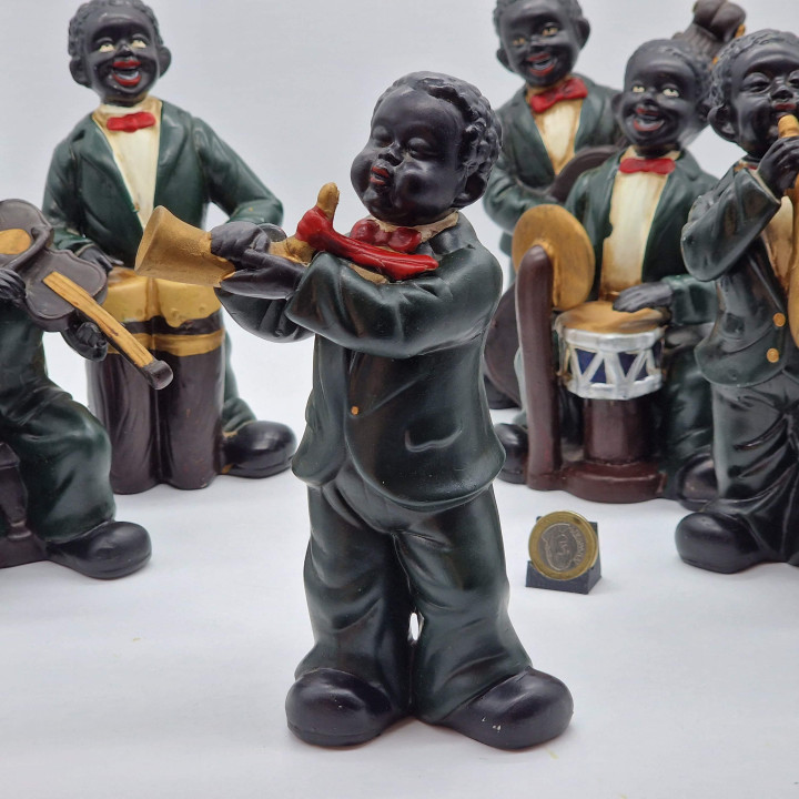 Set 6 Figuras Músicos de Jazz Vintage 1960 - Cerámica 18 cm