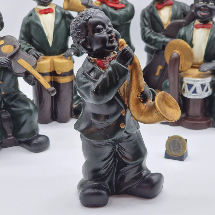Zestaw 6 Figurek Muzyków Jazzowych Vintage Lata 60. - 18 cm