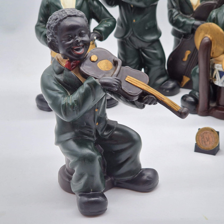 Set 6 Figuras Músicos de Jazz Vintage 1960 - Cerámica 18 cm