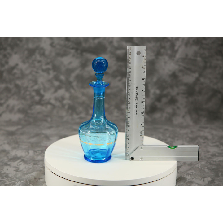 Bouteille en Verre de Bohême Turquoise - Mid-Century