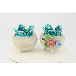 Vintage Majolica Bloempotten 1930s (Set van 2)