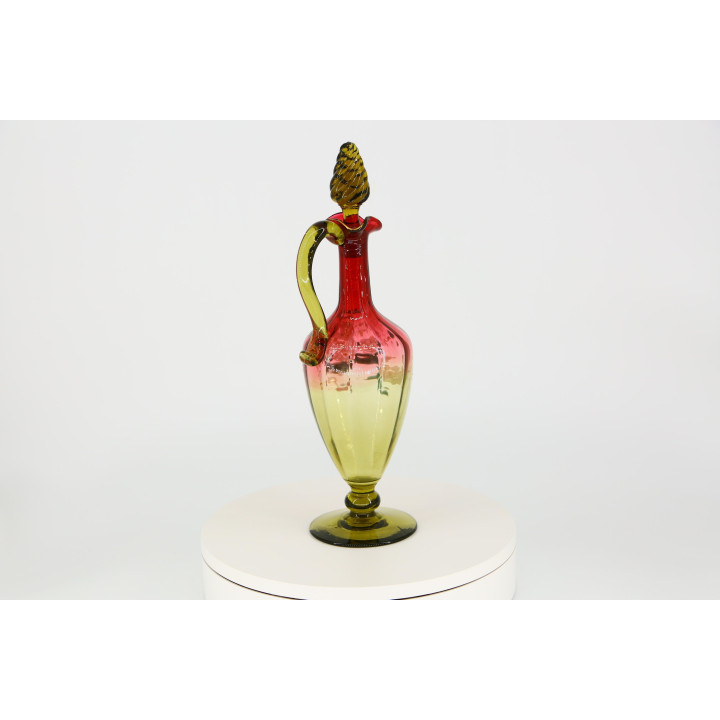 Art Nouveau Glaskaraffe mundgeblasen um 1900