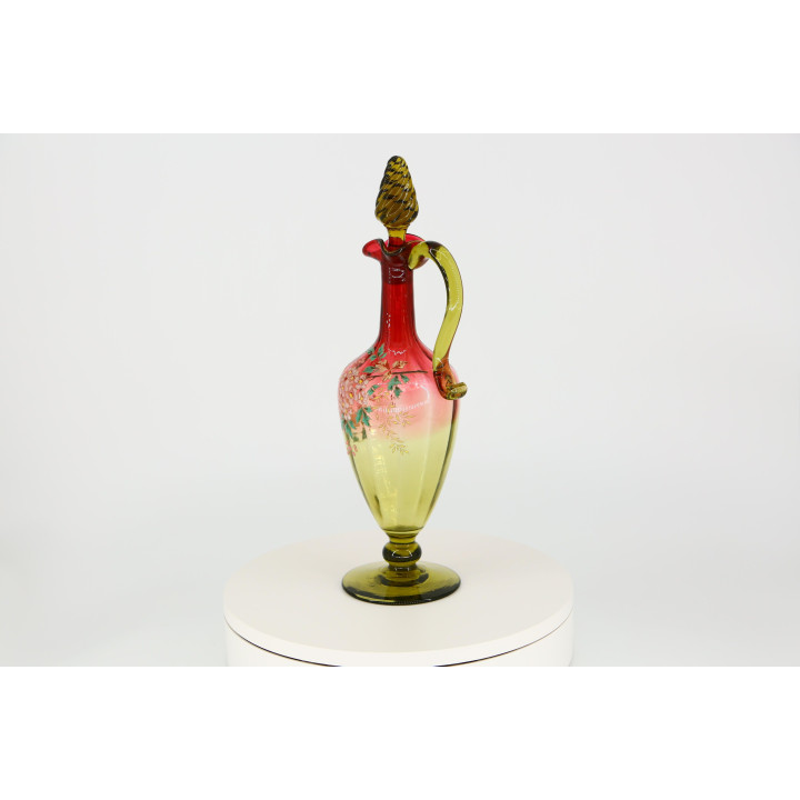 Decanter Art Nouveau in Vetro Soffiato 1900