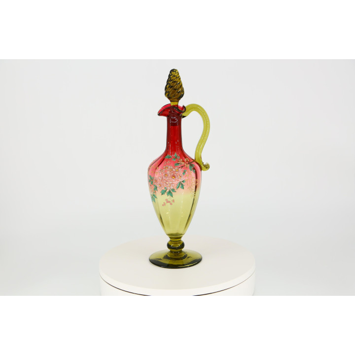 Decanter Art Nouveau in Vetro Soffiato 1900