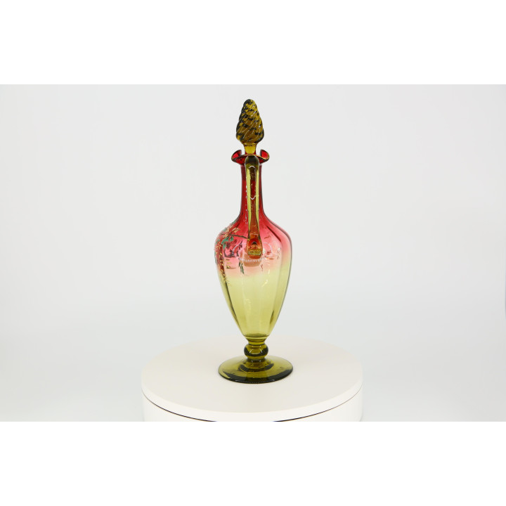 Decanter Art Nouveau in Vetro Soffiato 1900