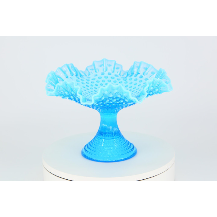 Coupe à Fruits Fenton Blue Opalescent Hobnail - 1950