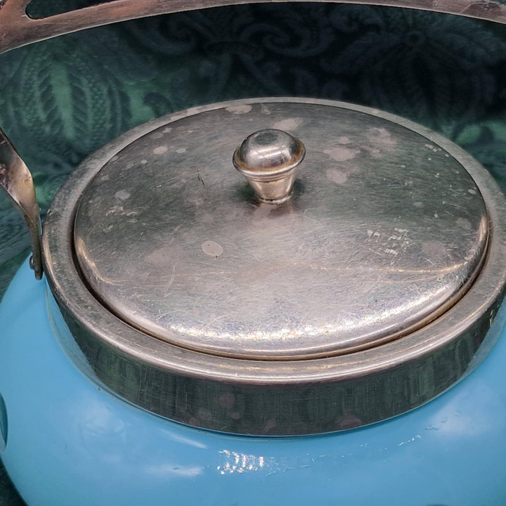 Soviet Avtoshtamp Blue Glass Sugar Bowl 1950s