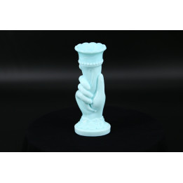 Vase Main Victorienne en Verre Opaline Bleu