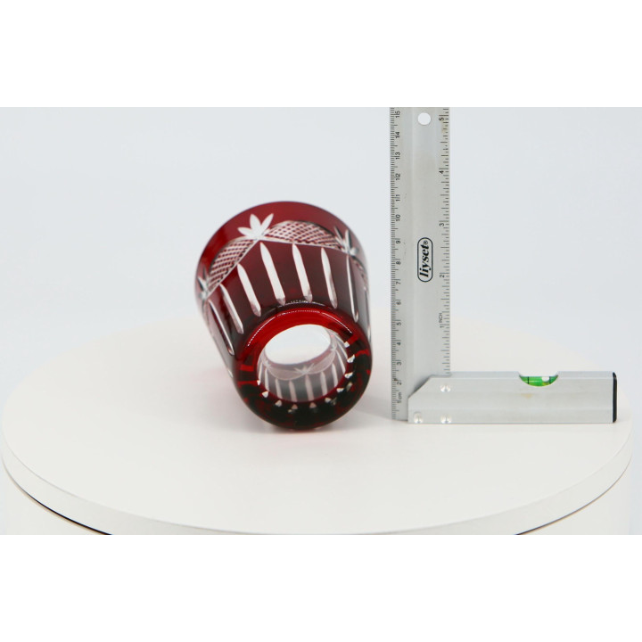 Copo de Cristal Overlay Vermelho Rubi Art Déco 1920