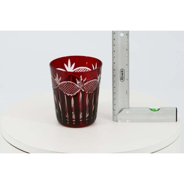 Verre en Cristal Doublé Rouge Rubis Art Déco 1920