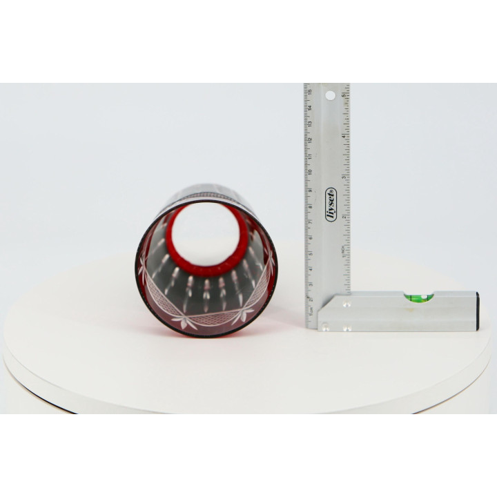 Vaso de Cristal Overlay Rojo Rubí Art Déco 1920
