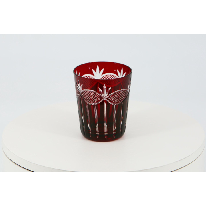 Verre en Cristal Doublé Rouge Rubis Art Déco 1920