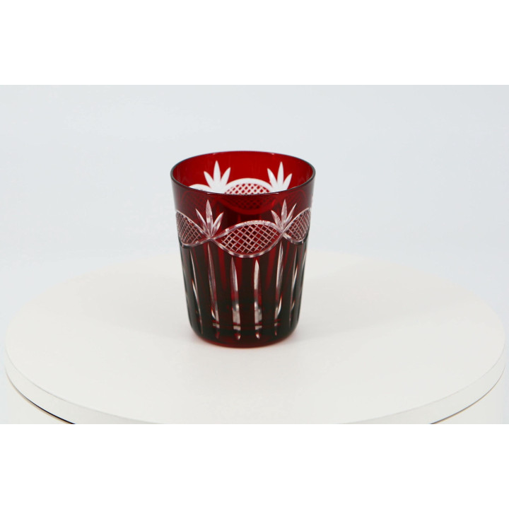 Copo de Cristal Overlay Vermelho Rubi Art Déco 1920