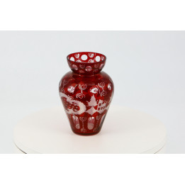 Egermann Böhmische Kristallvase Rubinrot Handgraviert 1930er