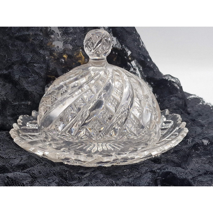 Vintage-Butterdose aus Pressglas, 1950er Jahre