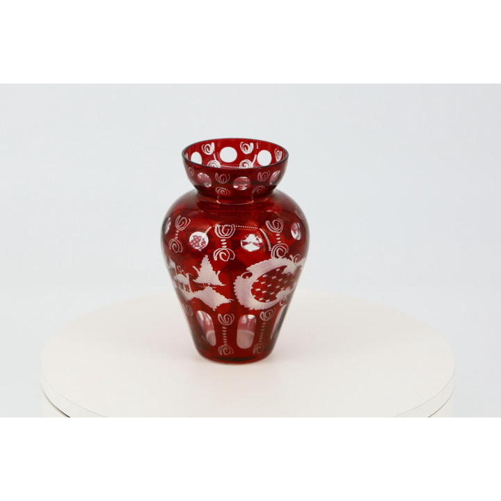 Vase en Cristal de Bohême Egermann Rouge Rubis 1930