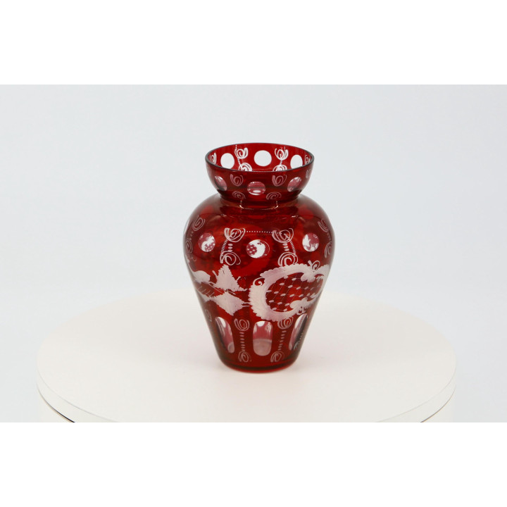 Vaso de Cristal da Boêmia Egermann Vermelho Rubi 1930