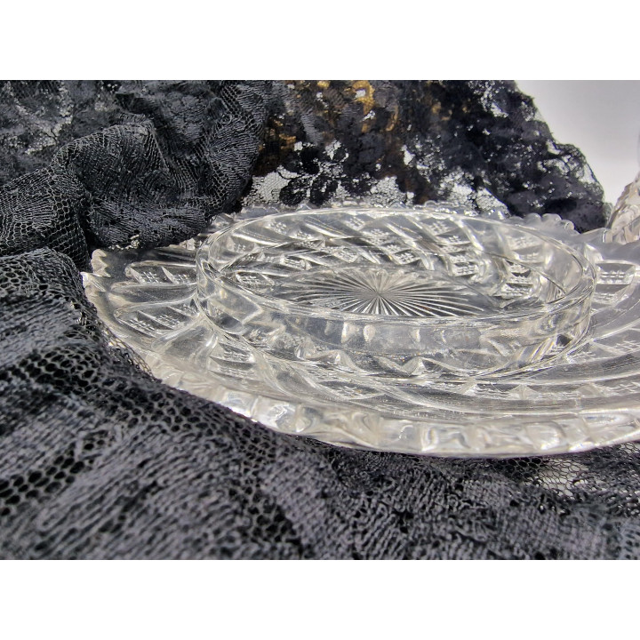 Vintage 1950s Pressed Glass Butter Dish with Dome