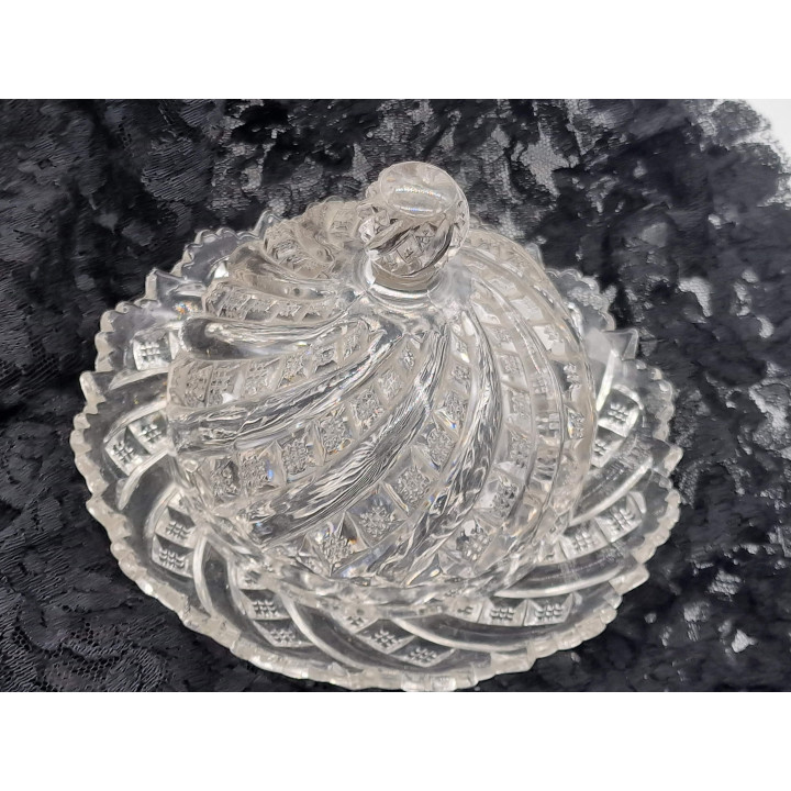 Beurrier Vintage en Verre Pressé des Années 1950